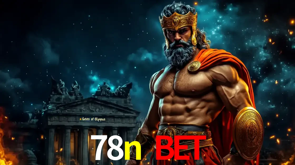 O poderoso Zeus do jogo de slot Gates of Olympus em frente ao seu templo, pronto para lançar multiplicadores divinos e prêmios épicos no cassino online 78n bet.